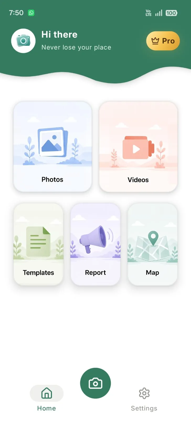 Avior app home screen